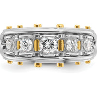 14K Two-Tone Men's Polished and Cut-Out 5-Stone Ring by IBGoodman