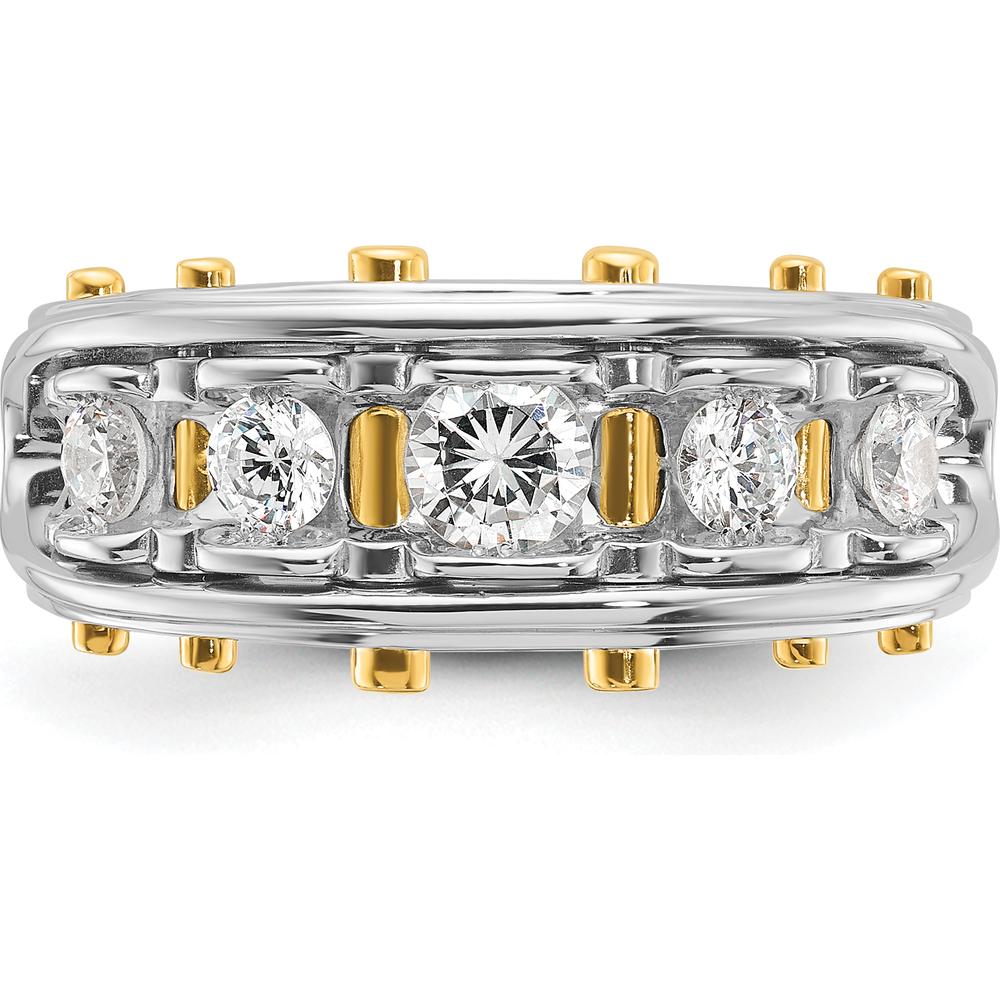 14K Two-Tone Men's Polished and Cut-Out 5-Stone Ring by IBGoodman