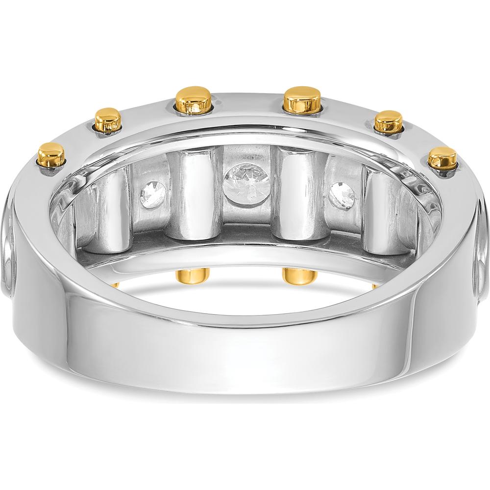 14K Two-Tone Men's Polished and Cut-Out 5-Stone Ring by IBGoodman