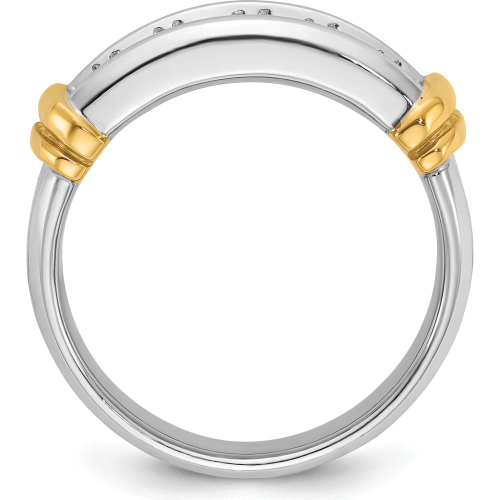 14K Two-Tone Men's Polished and Grooved 5-Stone Diamond Ring - 1.00 Carats Total Diamond Weight by IBGoodman