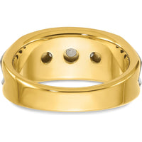 14K Two-Tone Men's Polished and Grooved 5-Stone Diamond Ring - 1 Carat Total Diamond Weight by IBGoodman