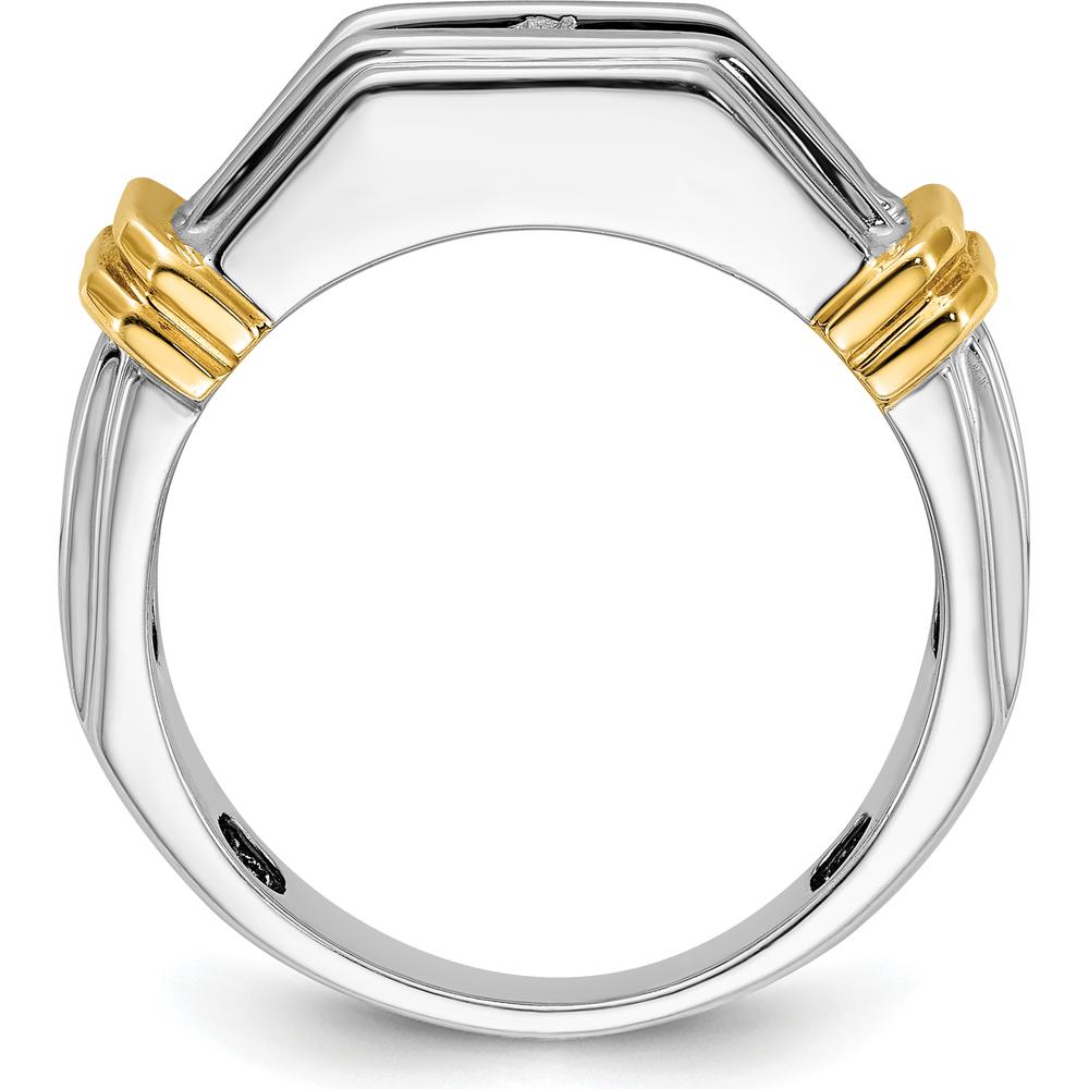 14K Two-Tone Men's Polished and Grooved 5-Stone Diamond Ring - 1 Carat Total Diamond Weight by IBGoodman