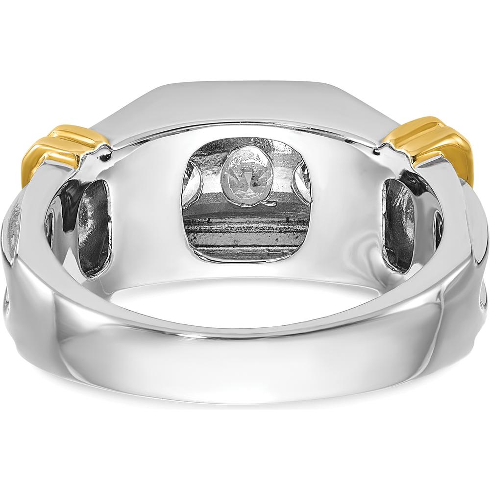 14K Two-Tone Men's Polished and Grooved 5-Stone Diamond Ring - 1 Carat Total Diamond Weight by IBGoodman