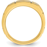 14K Two-Tone Men's Polished and Grooved 5-Stone Diamond Ring Mounting by IBGoodman