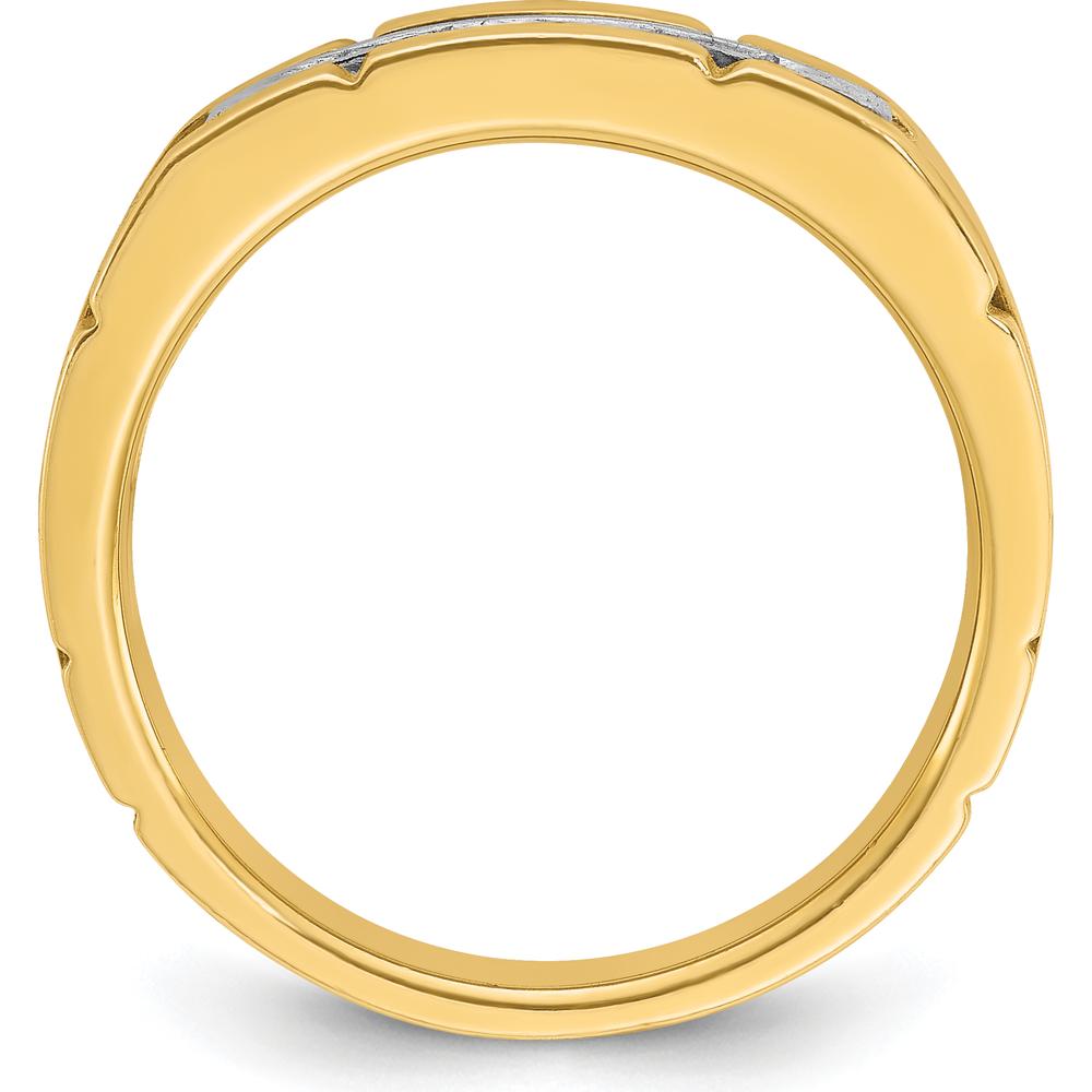 14K Two-Tone Men's Polished and Grooved 5-Stone Diamond Ring Mounting by IBGoodman