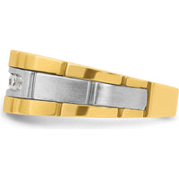 14K Two-Tone Men's Polished and Grooved 5-Stone Diamond Ring Mounting by IBGoodman