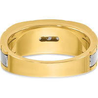 14K Two-Tone Men's Polished and Grooved 5-Stone Diamond Ring Mounting by IBGoodman