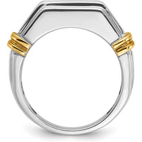 14K Two-Tone Men's Polished and Grooved 5-Stone Ring Mounting by IBGoodman
