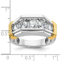14K Two-Tone Men's Polished and Grooved 5-Stone Ring Mounting by IBGoodman