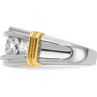 14K Two-Tone Men's Polished and Grooved 5-Stone Ring Mounting by IBGoodman