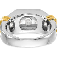 14K Two-Tone Men's Polished and Grooved 5-Stone Ring Mounting by IBGoodman