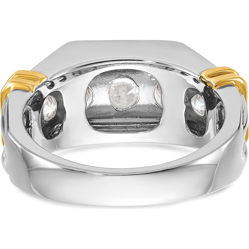 14K Two-Tone Men's Polished and Grooved 5-Stone Ring Mounting by IBGoodman