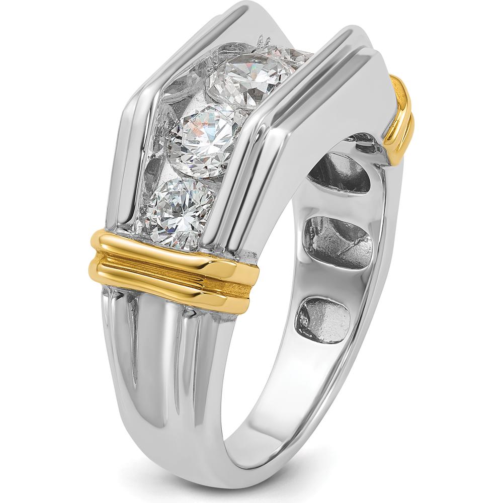 14K Two-Tone Men's Polished and Grooved 5-Stone Ring Mounting by IBGoodman