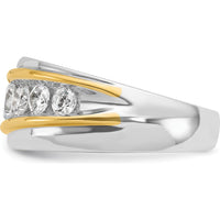 14K Two-Tone Men's Polished and Grooved 7-Stone Diamond Ring - 1.5 Carats Total Diamond Weight by IBGoodman
