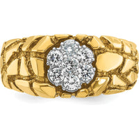 14K Two-Tone Men's Polished and Nugget Textured Cluster Ring Mounting by IBGoodman