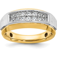 14K Two-Tone Men's Polished and Satin 2-Row 1/2 Carat Diamond Ring - 0.5 Carats Total Diamond Weight by IBGoodman