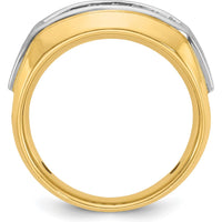 14K Two-Tone Men's Polished and Satin 2-Row 1/2 Carat Diamond Ring - 0.5 Carats Total Diamond Weight by IBGoodman