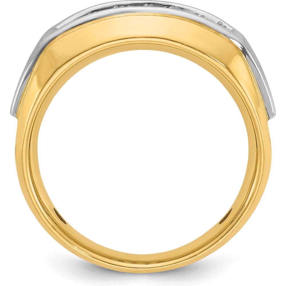 14K Two-Tone Men's Polished and Satin 2-Row 1/2 Carat Diamond Ring - 0.5 Carats Total Diamond Weight by IBGoodman
