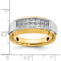 14K Two-Tone Men's Polished and Satin 2-Row 1/2 Carat Diamond Ring - 0.5 Carats Total Diamond Weight by IBGoodman