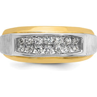 14K Two-Tone Men's Polished and Satin 2-Row 1/2 Carat Diamond Ring - 0.5 Carats Total Diamond Weight by IBGoodman