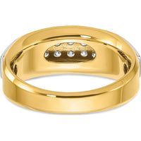 14K Two-Tone Men's Polished and Satin 2-Row 1/2 Carat Diamond Ring - 0.5 Carats Total Diamond Weight by IBGoodman