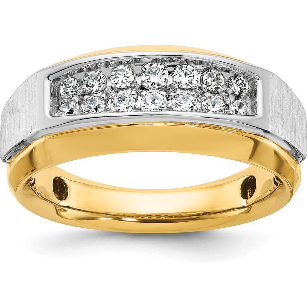 14K Two-Tone Men's Polished and Satin 2-Row Band Ring Mounting by IBGoodman