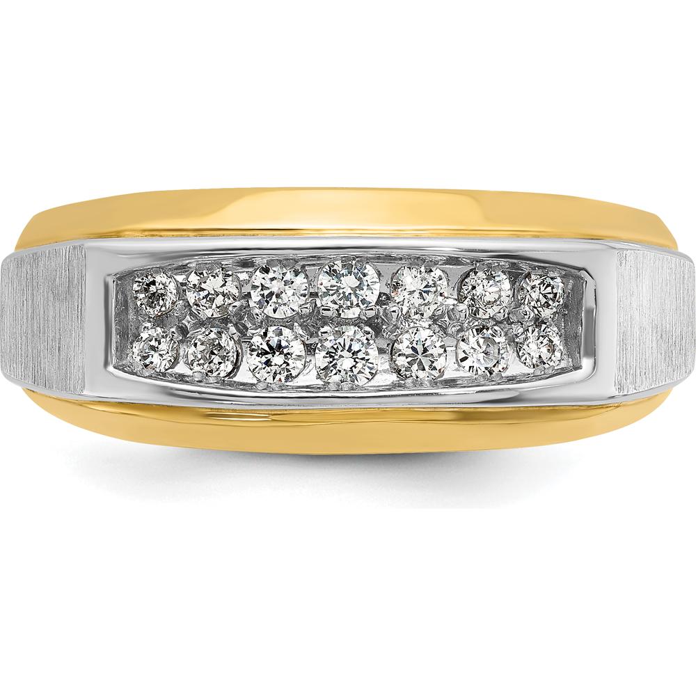 14K Two-Tone Men's Polished and Satin 2-Row Band Ring Mounting by IBGoodman