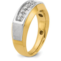 14K Two-Tone Men's Polished and Satin 2-Row Band Ring Mounting by IBGoodman