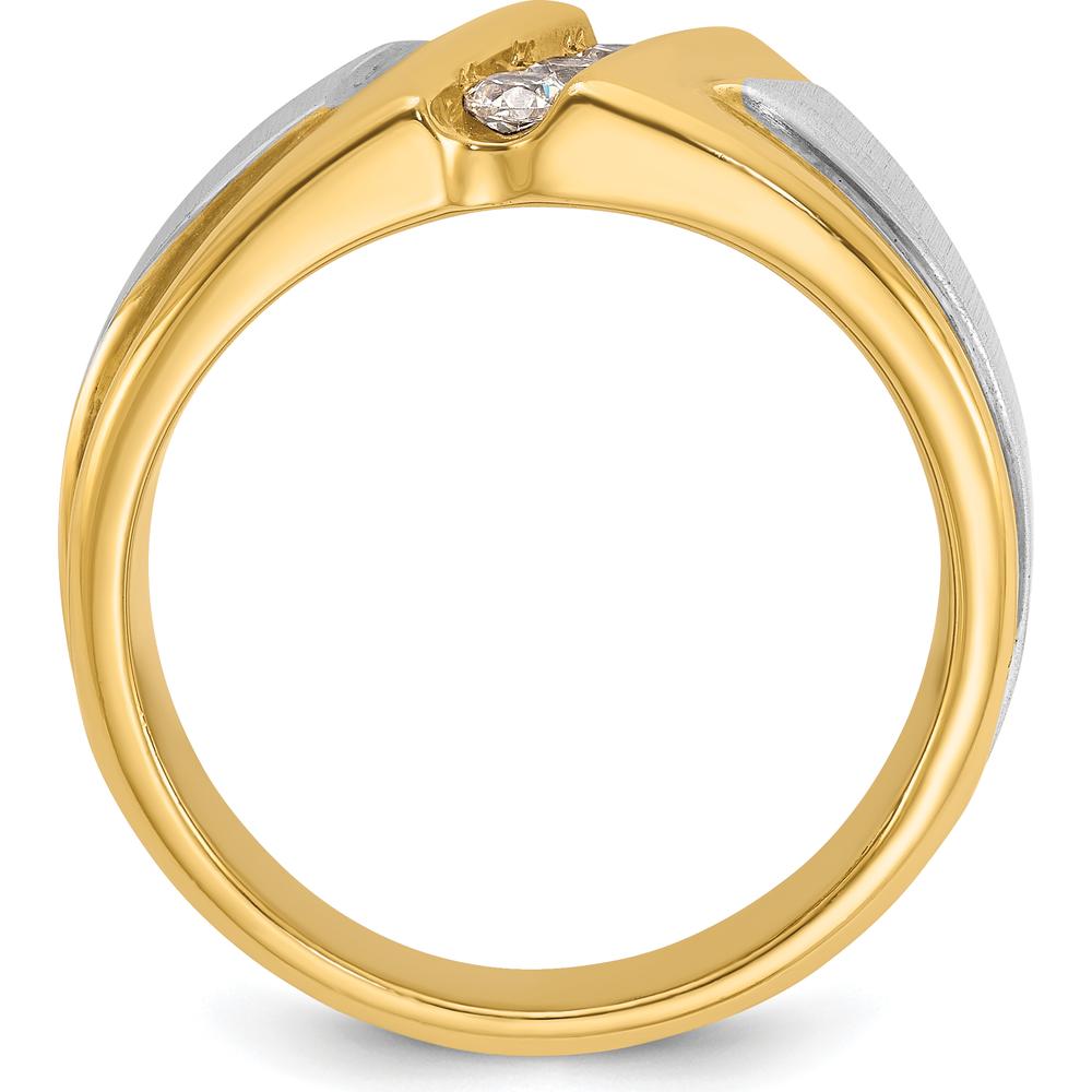 14K Two-Tone Men's Polished and Satin 3-Stone Diamond Ring - 0.09 Carats Total Diamond Weight by IBGoodman