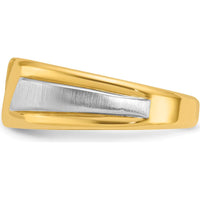 14K Two-Tone Men's Polished and Satin 3-Stone Diamond Ring - 0.09 Carats Total Diamond Weight by IBGoodman