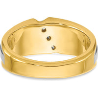 14K Two-Tone Men's Polished and Satin 3-Stone Diamond Ring - 0.09 Carats Total Diamond Weight by IBGoodman