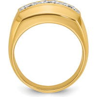 14K Two-Tone Men's Polished and Satin 3-Stone Diamond Ring - 0.17 Carats Total Diamond Weight by IBGoodman