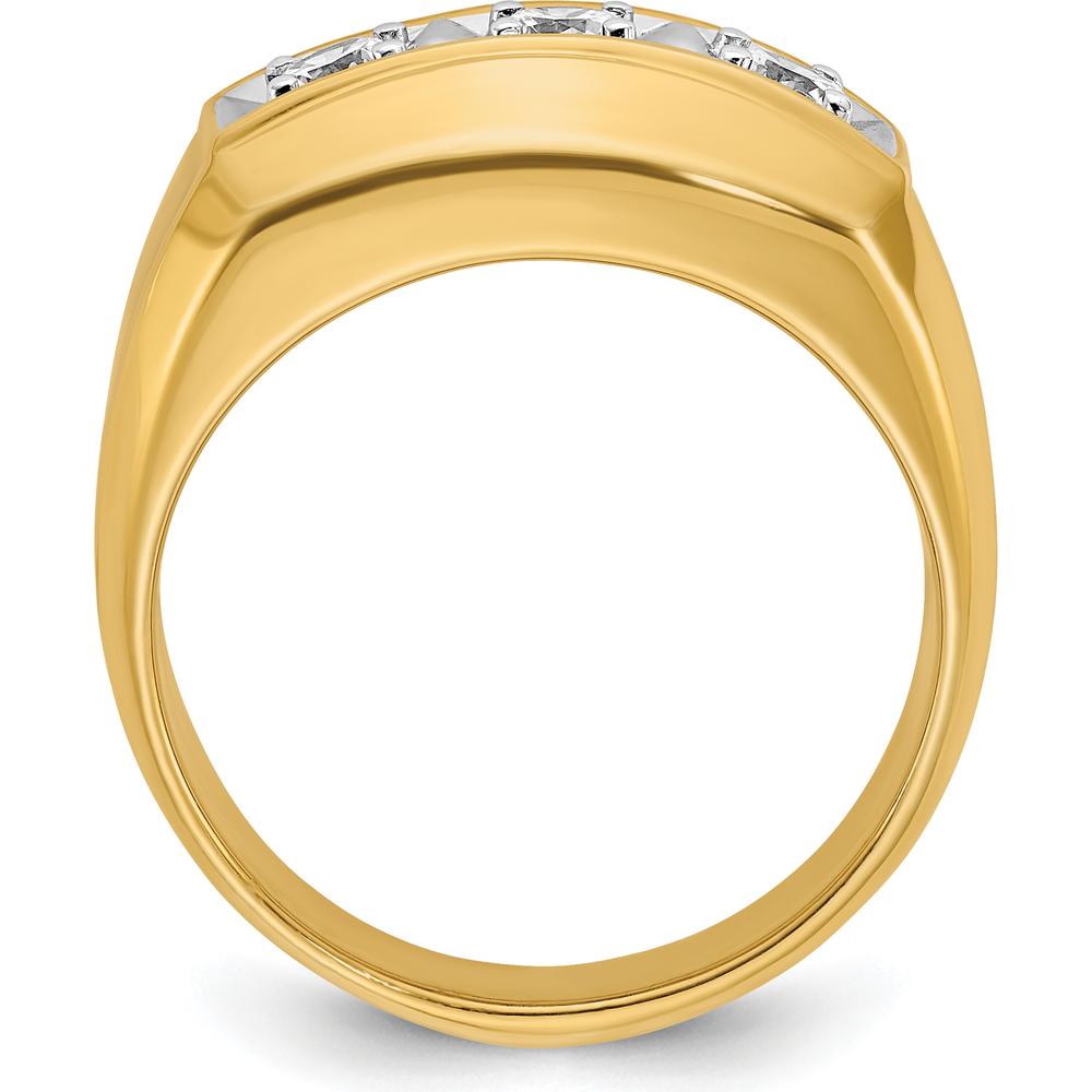 14K Two-Tone Men's Polished and Satin 3-Stone Diamond Ring - 0.17 Carats Total Diamond Weight by IBGoodman