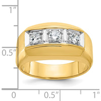 14K Two-Tone Men's Polished and Satin 3-Stone Diamond Ring - 0.17 Carats Total Diamond Weight by IBGoodman