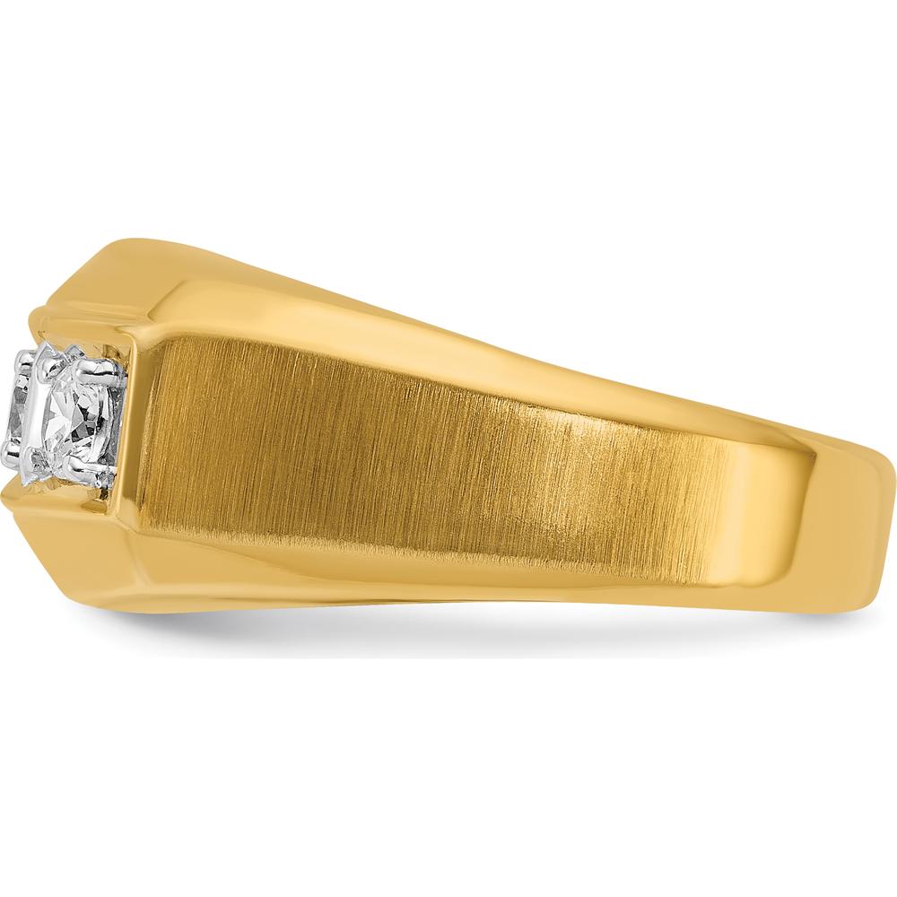 14K Two-Tone Men's Polished and Satin 3-Stone Diamond Ring - 0.17 Carats Total Diamond Weight by IBGoodman