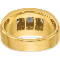 14K Two-Tone Men's Polished and Satin 3-Stone Diamond Ring - 0.17 Carats Total Diamond Weight by IBGoodman