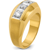 14K Two-Tone Men's Polished and Satin 3-Stone Diamond Ring - 0.17 Carats Total Diamond Weight by IBGoodman