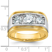 14K Two-Tone Men's Polished and Satin 3-Stone Diamond Ring - 1.5 Carats Total Diamond Weight by IBGoodman