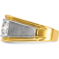 14K Two-Tone Men's Polished and Satin 3-Stone Diamond Ring - 1.5 Carats Total Diamond Weight by IBGoodman