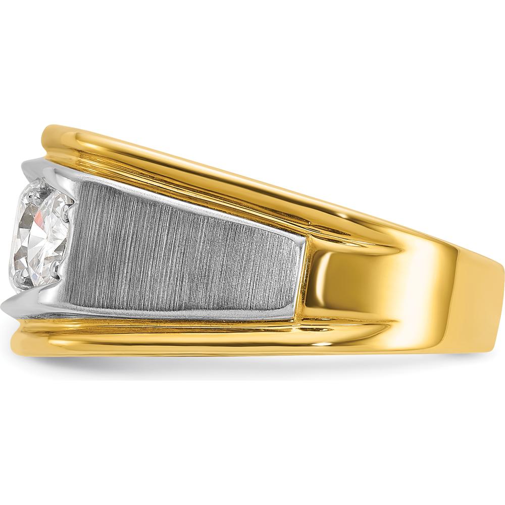 14K Two-Tone Men's Polished and Satin 3-Stone Diamond Ring - 1.5 Carats Total Diamond Weight by IBGoodman