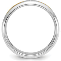 14K Two-Tone Men's Polished and Satin Band Ring with Round Diamonds - 0.01 Carats Total Diamond Weight by IBGoodman