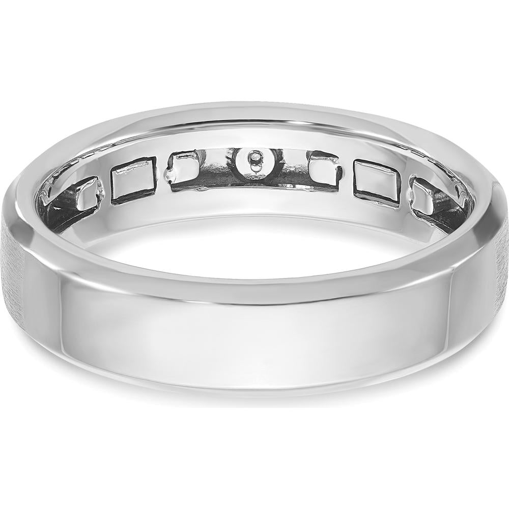 14K Two-Tone Men's Polished and Satin Band Ring with Round Diamonds - 0.01 Carats Total Diamond Weight by IBGoodman