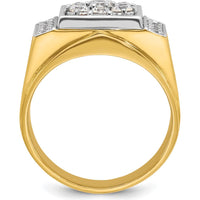 14K Two-Tone Men's Polished and Satin Cluster Ring Mounting - Customizable Diamond Setting by IBGoodman