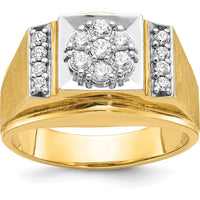 14K Two-Tone Men's Polished and Satin Cluster Ring Mounting with Prong Set Diamonds - 1.20 Carats Total Diamond Weight by IBGoodman