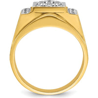 14K Two-Tone Men's Polished and Satin Cluster Ring Mounting with Prong Set Diamonds - 1.20 Carats Total Diamond Weight by IBGoodman