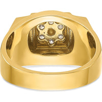 14K Two-Tone Men's Polished and Satin Cluster Ring Mounting with Prong Set Diamonds - 1.20 Carats Total Diamond Weight by IBGoodman
