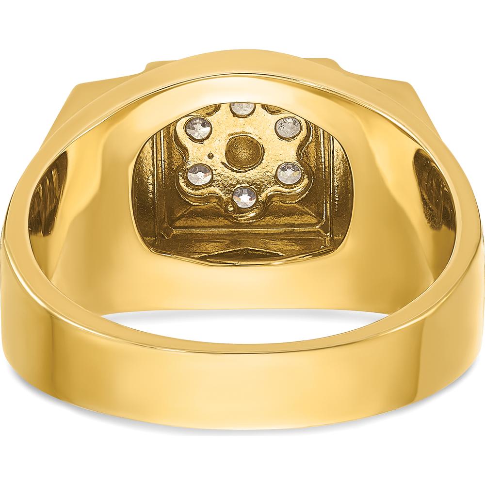 14K Two-Tone Men's Polished and Satin Cluster Ring Mounting with Prong Set Diamonds - 1.20 Carats Total Diamond Weight by IBGoodman