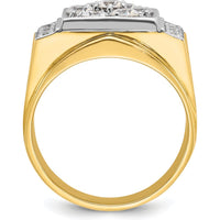14K Two-Tone Men's Polished and Satin Cluster Ring with Diamonds - 1.20 Carats Total Diamond Weight by IBGoodman