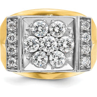 14K Two-Tone Men's Polished and Satin Cluster Ring with Diamonds - 1.20 Carats Total Diamond Weight by IBGoodman