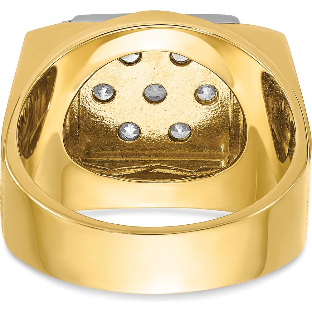 14K Two-Tone Men's Polished and Satin Cluster Ring with Diamonds - 1.20 Carats Total Diamond Weight by IBGoodman